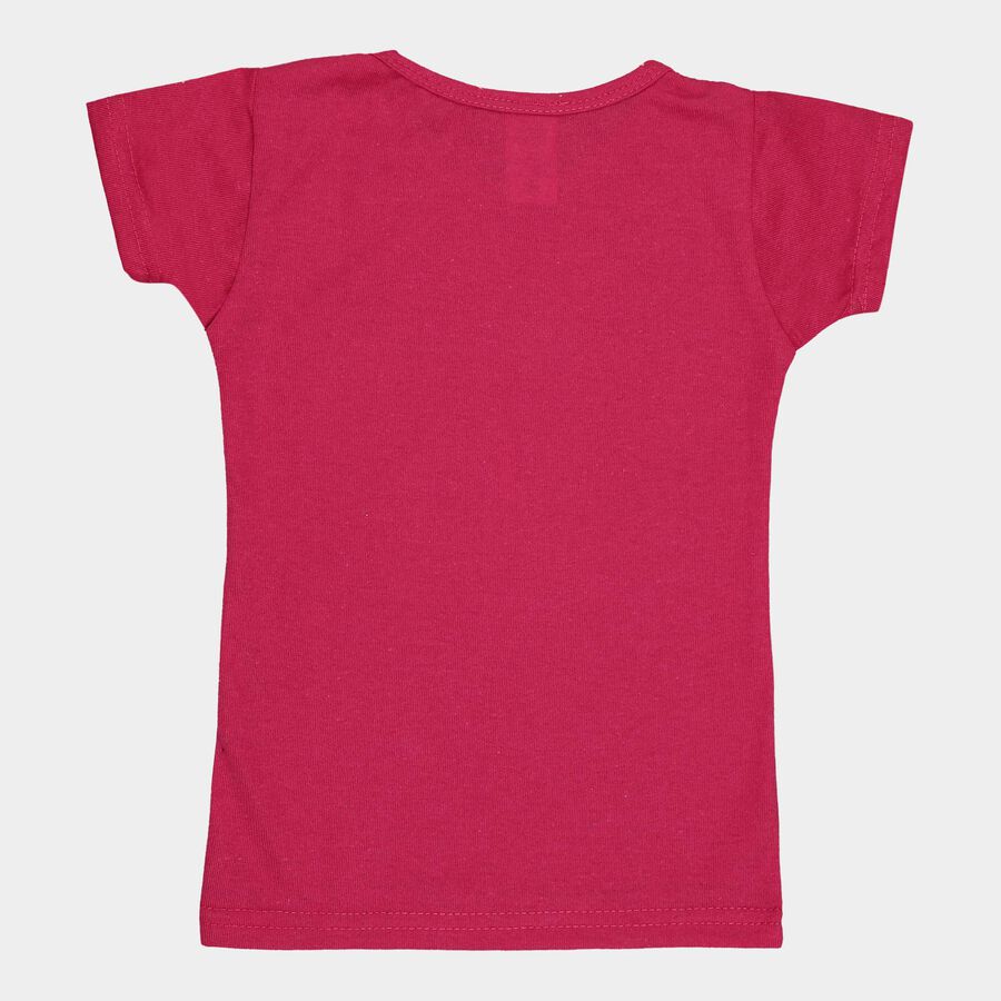 Girls Solid Short Sleeve T-Shirt, Fuchsia, large image number null