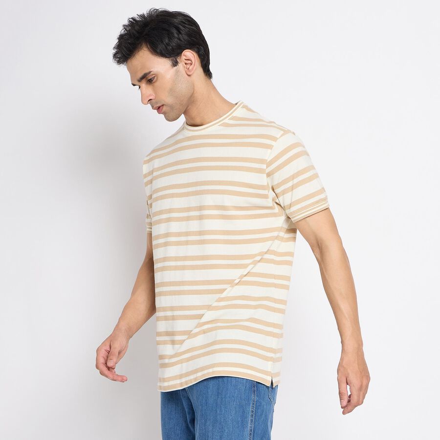 Men's 100% Cotton Round Neck Half Sleeves T-Shirt, गहरा पीला, large image number null