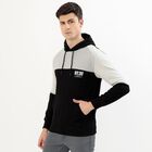 Men's Black and Grey Hooded Casual Sweatshirt, काला, small image number null