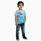 Boys Light Blue Cotton Round Neck Casual T-Shirt, हल्का नीला, small image number null