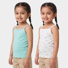 Girls' Aqua Cotton Square Neck Sleeveless Vest, एक्वा, small