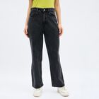Women's Washed Black Regular Fit High-Rise Jeans, काला, small image number null