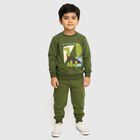 Boys' Olive Round Neck Graphic Baba Suit, ओलिव, small image number null