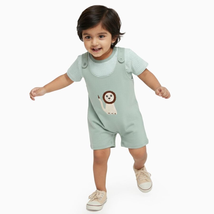 Infants' 100% Cotton Baba Suit, हल्का हरा, large image number null