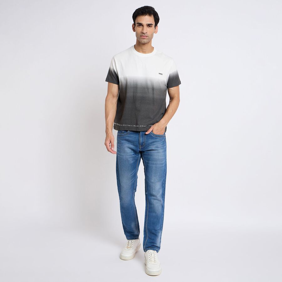 Men's 100% Cotton Round Neck Half Sleeves T-Shirt, काला, large image number null