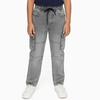 Boys' Muted Grey Relaxed Fit Cargo Jeans, Light Grey, small image number null