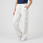 Women's Grey Straight Fit Cargo Track Pants, मिश्रित मध्यम ग्रे, small