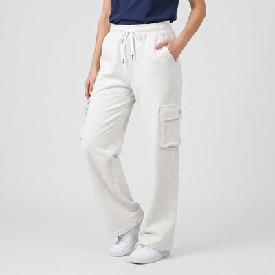 Women's Grey Straight Fit Cargo Track Pants