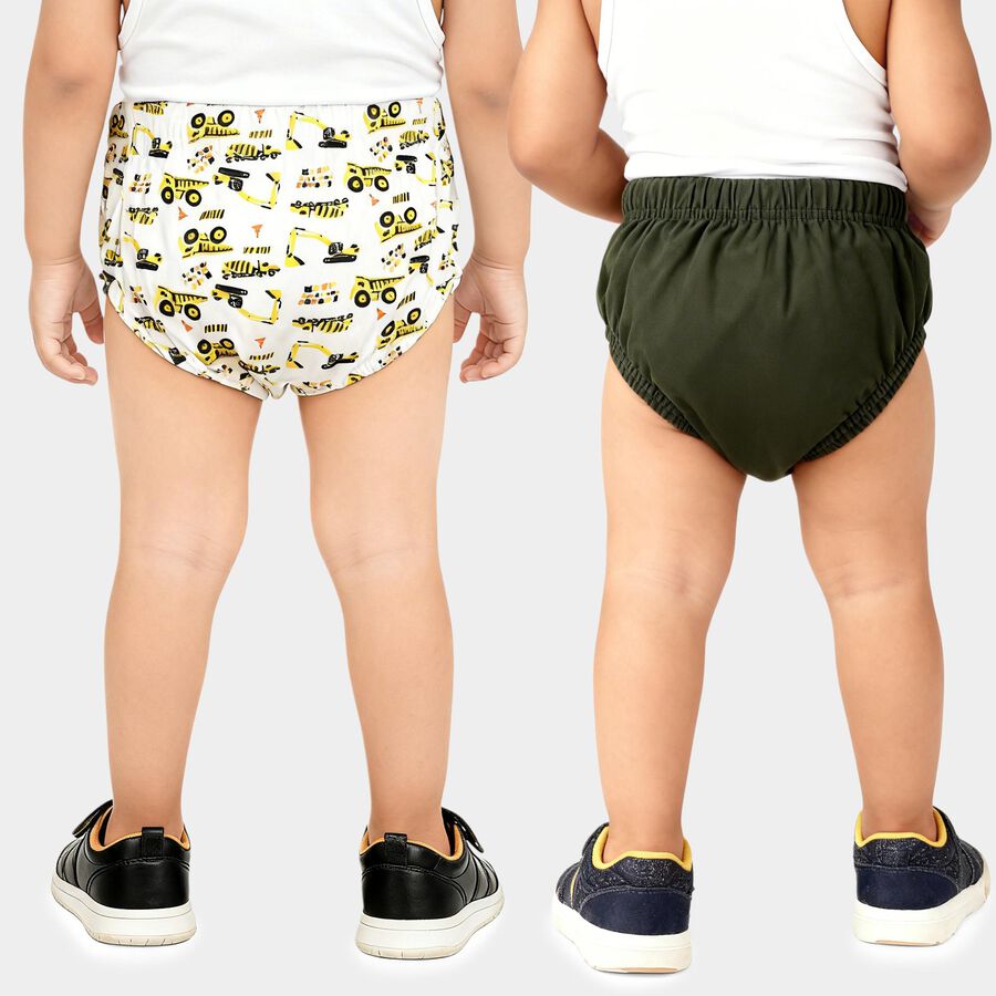 Boys' Off White Regular Fit Printed and Solid Briefs, ऑफ व्हाइट, large