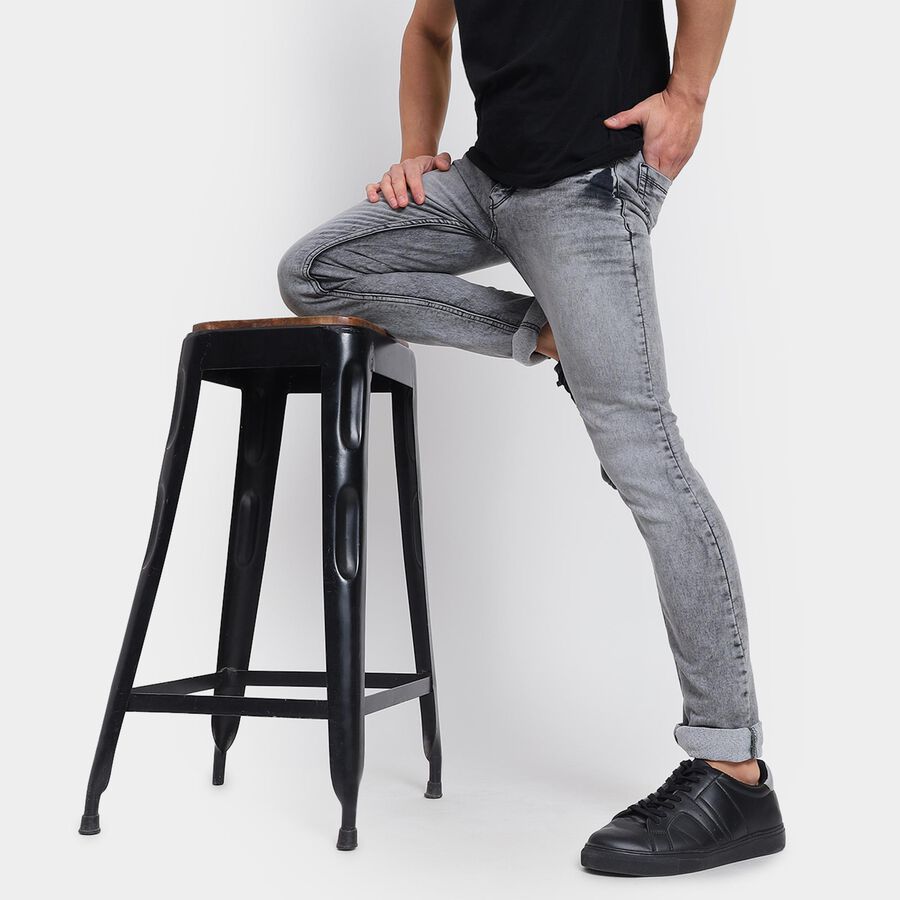 Men's Skinny Jeans , हल्का ग्रे, large