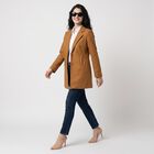 Women Brown Notched Collar Blazer Jacket, Brown, small
