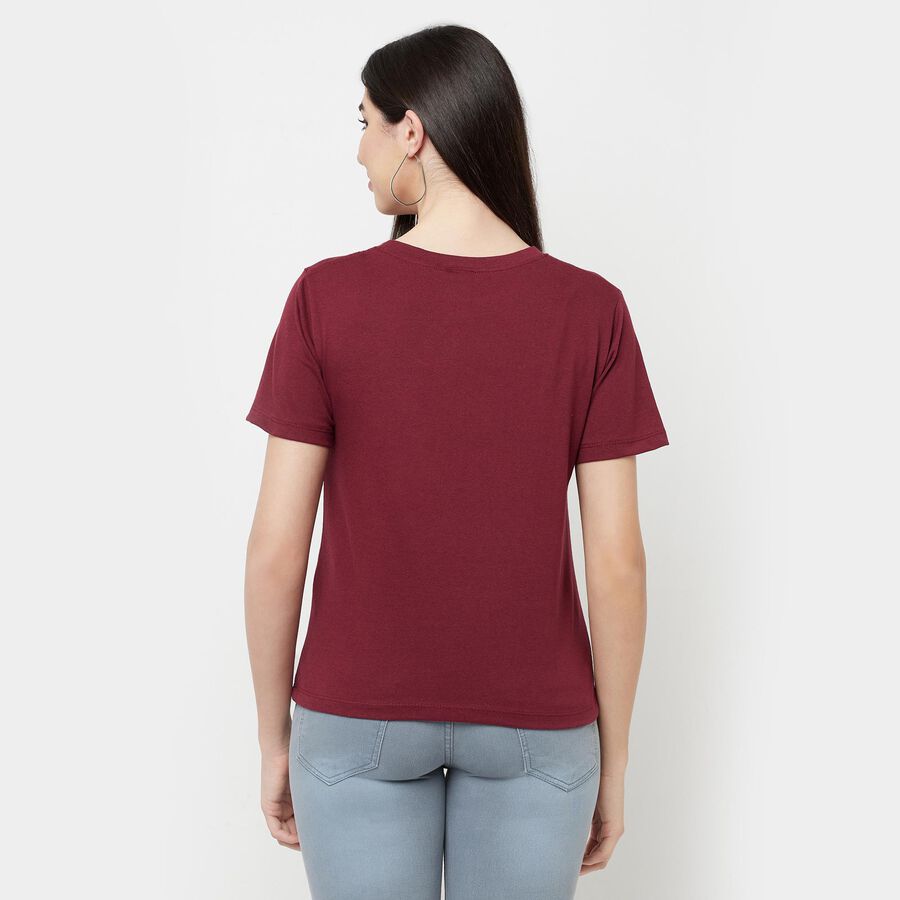 राउन्ड नेक टी-शर्ट, Maroon, large image number null