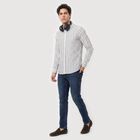 Men's Dark Blue Cotton Long Sleeve Spread Collar Regular Fit Casual Shirt, गहरा नीला, small