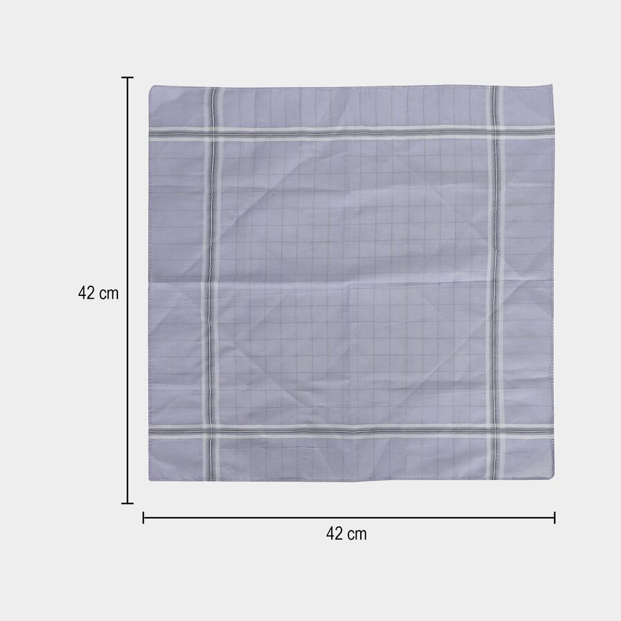 Men's Multicolour Striped and Checked Pack of 3 Handkerchief, गहरा ग्रे, large