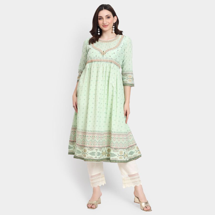 Ladies' 100% Cotton Kurta , एक्वा, large image number null