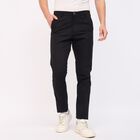 Men's 100% Cotton Cross Pocket Slim Fit Casual Trousers, Black, small image number null