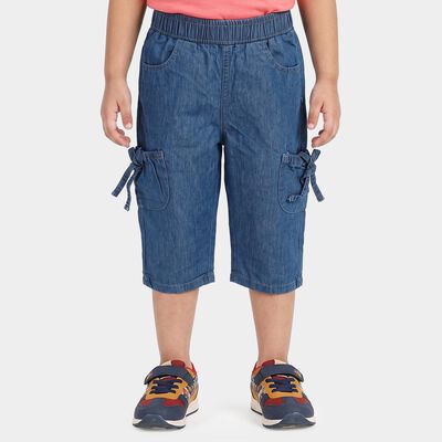 Girls' Light Blue Relaxed Fit Cargo Jeans