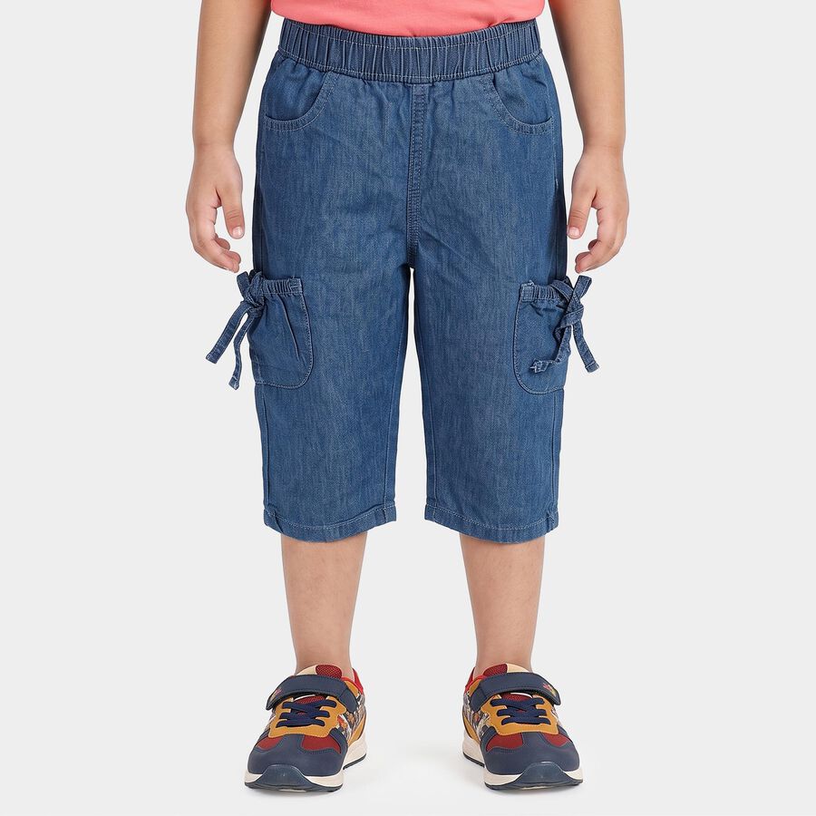 Girls' Light Blue Relaxed Fit Cargo Jeans, हल्का नीला, large