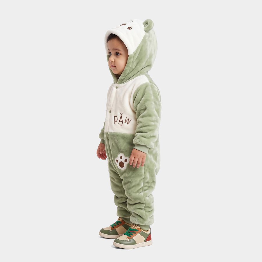 Infants' Olive Green Hooded Embroidered Baba Suit, Olive, large