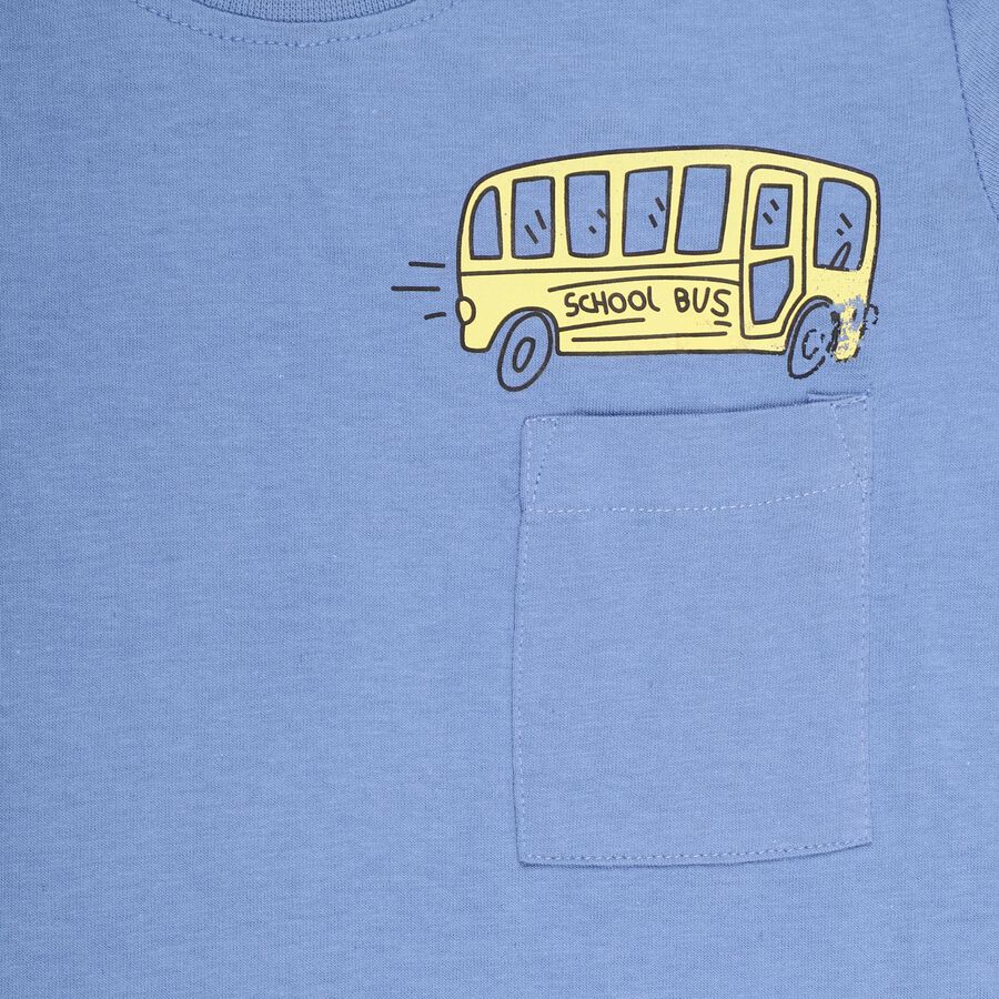 Kids' Muted Steel Blue Cotton Round Neck Casual T-Shirt, Mid Blue, large image number null