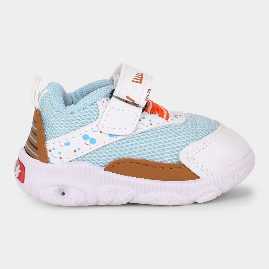 Boys Light Blue and White Velcro Casual Shoes, Blue, large image number null