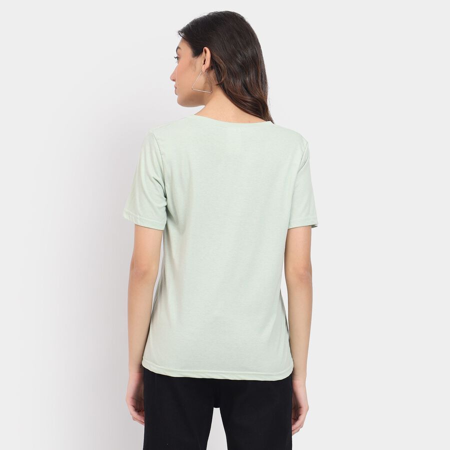 Ladies' 100% Cotton Round Neck T-Shirt , हल्का हरा, large image number null