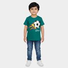 Boys' Green 100% Cotton Round Neck Graphic Print Baba Suit, गहरा हरा, small