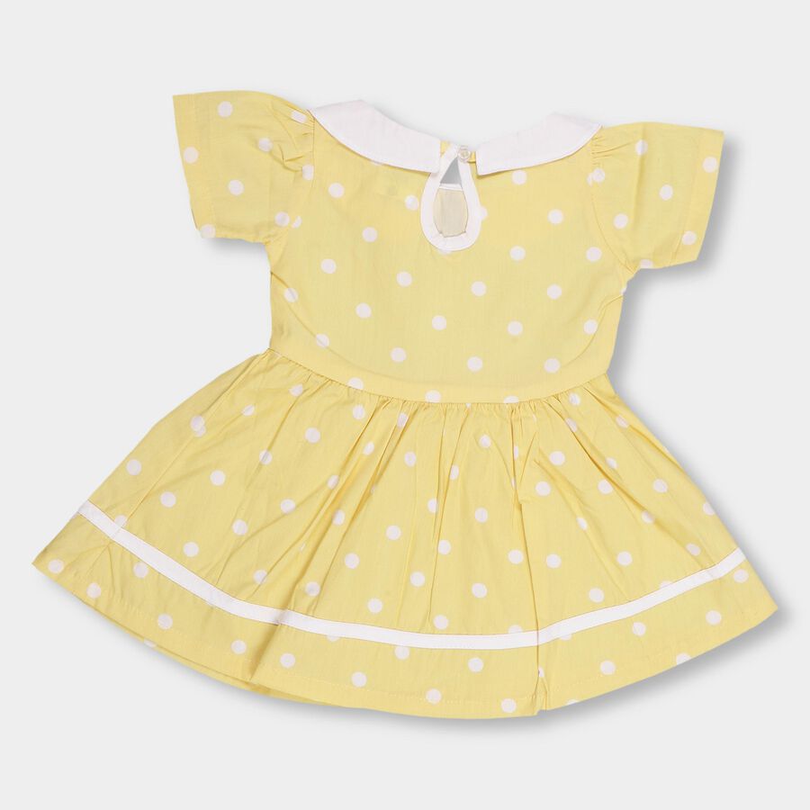 Girls' Light Yellow Polka Dot Peter Pan Collar Frock, Yellow, large image number null