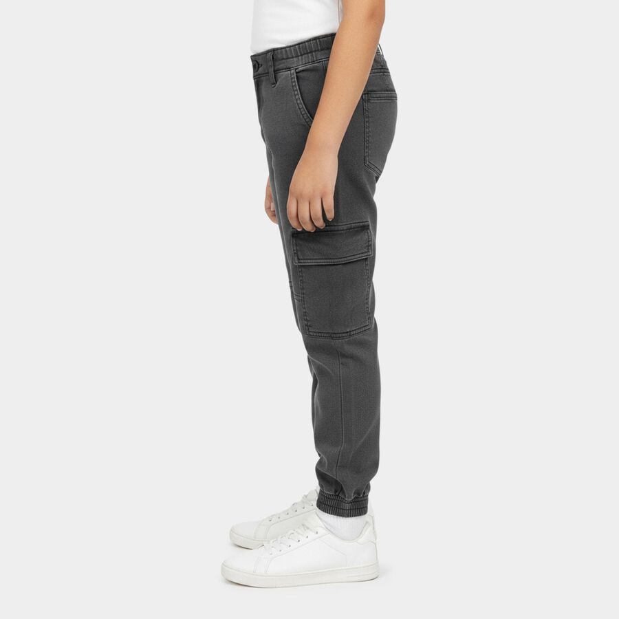 Boys' Grey Slim Fit Stretchable Jeans, Dark Grey, large