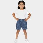 Girls' Blue Regular Fit Heart Print Bloomers, हल्का नीला, small