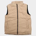 Boys Beige Stand Collar Puffer Jacket, Beige, small