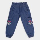 Girls' Stonewashed Blue Regular Fit Embroidered Jeans, Mid Blue, small image number null