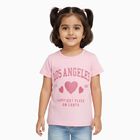 Girls Pink Round Neck Casual T-Shirt, गुलाबी, small