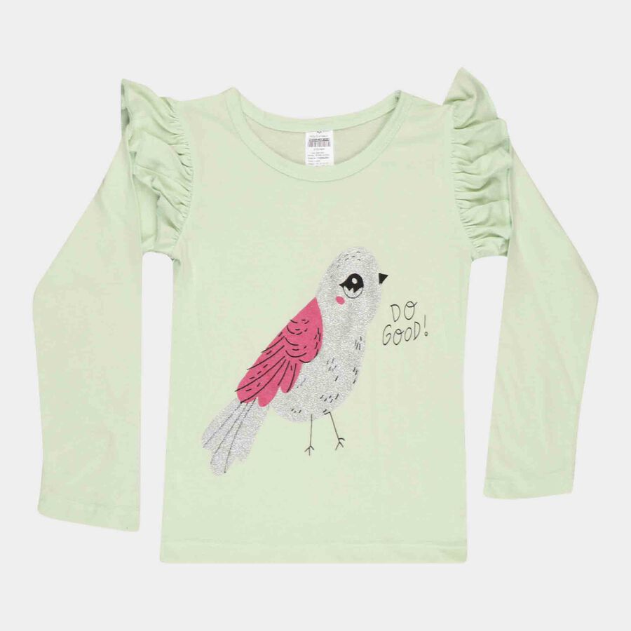 Girls Regular Round Neck Top, Light Green, large image number null
