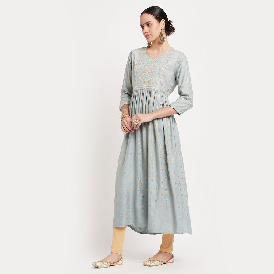 Embroidered Kurta, हल्का नीला, large image number null