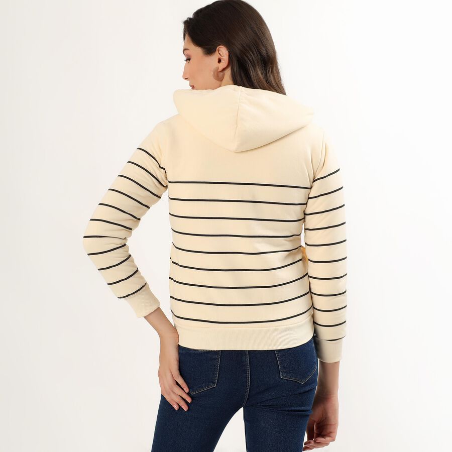 Women's Rich Eggshell White Hooded Neck Casual Sweatshirt, Off White, large image number null