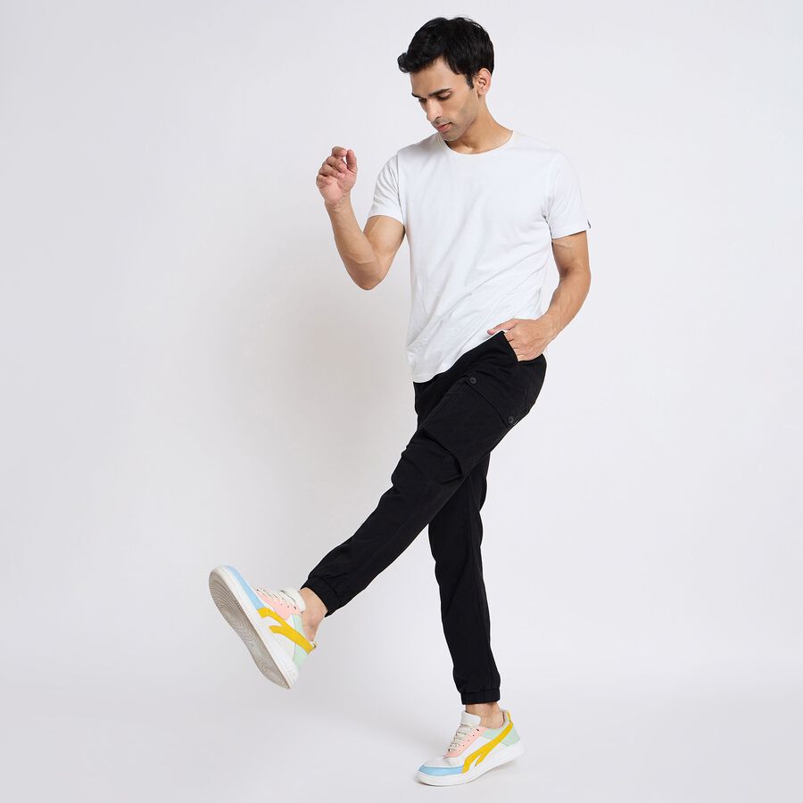Men's Slim Fit Casual Trousers, Black, large image number null