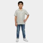 Boys' Off-White Cotton Classic Collar Casual Shirt, ऑफ व्हाइट, small
