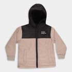 Boys Beige and Black Hooded Casual Jacket, गहरा पीला, small image number null