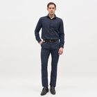 Men's Navy Blue Printed Classic Collar Formal Shirt, Navy Blue, small image number null