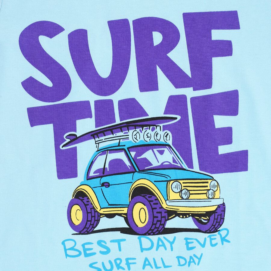 Boys' 100% Cotton Half Sleeves T-Shirt, Light Blue, large image number null