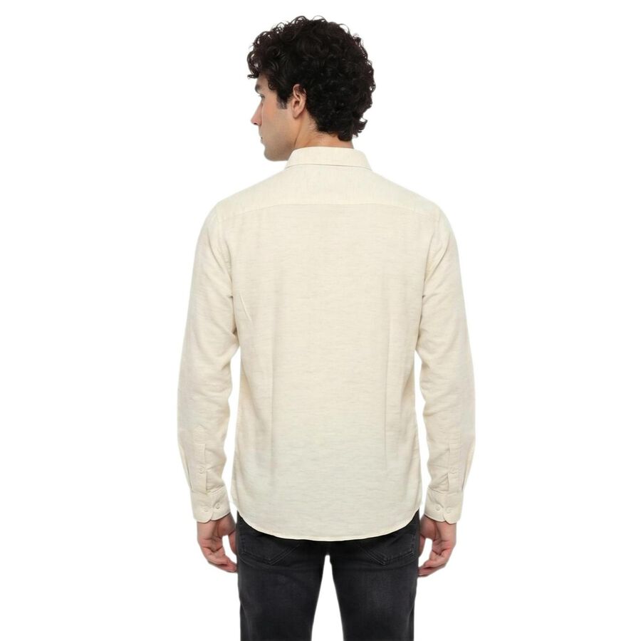 Men's White Regular Fit Casual Shirt, ऑफ व्हाइट, large