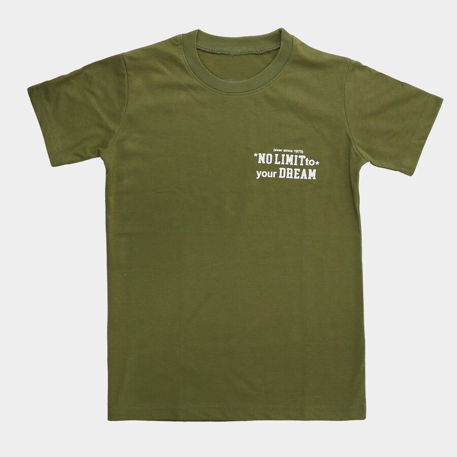 Boys' Half Sleeves T-Shirt, Olive, large