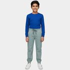 Boys' Light Green Cotton Regular Fit Trousers, Light Green, small