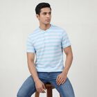 Men's Aqua Henley Neck Casual Half Sleeve T-Shirt, Aqua, small