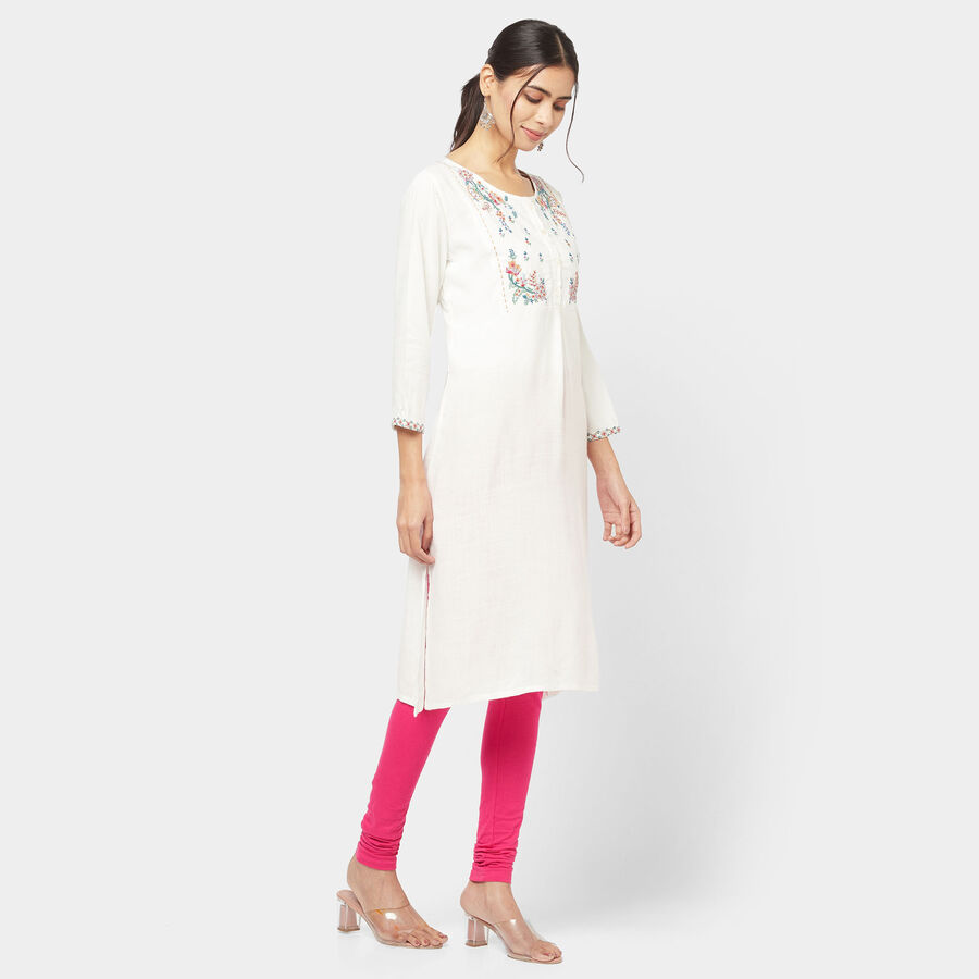 Embroidered Straight Kurta, Off White, large image number null