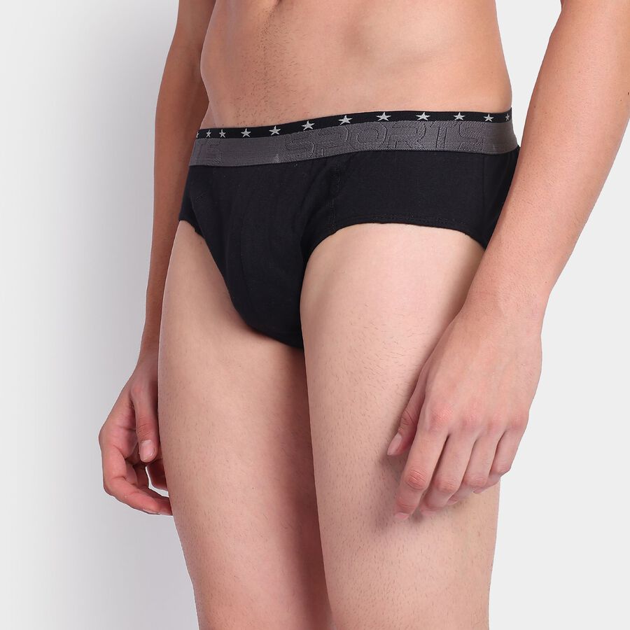 Men's100% Cotton Briefs, काला, large image number null