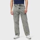 Men's Grey Straight Fit Classic Jeans, हल्का ग्रे, small