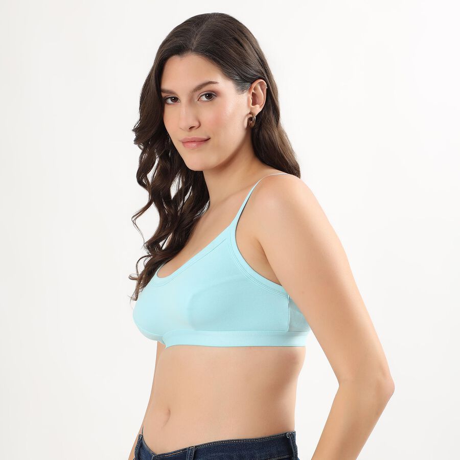 Women's Light Aqua Cotton Scoop Neck Casual Bra, Aqua, large image number null