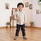 Boys Beige Spread Collar Casual Shirt, Beige, small